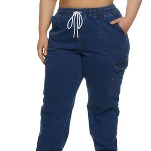 NWT Plus Size WAX Denim Joggers - Medium Wash 2X